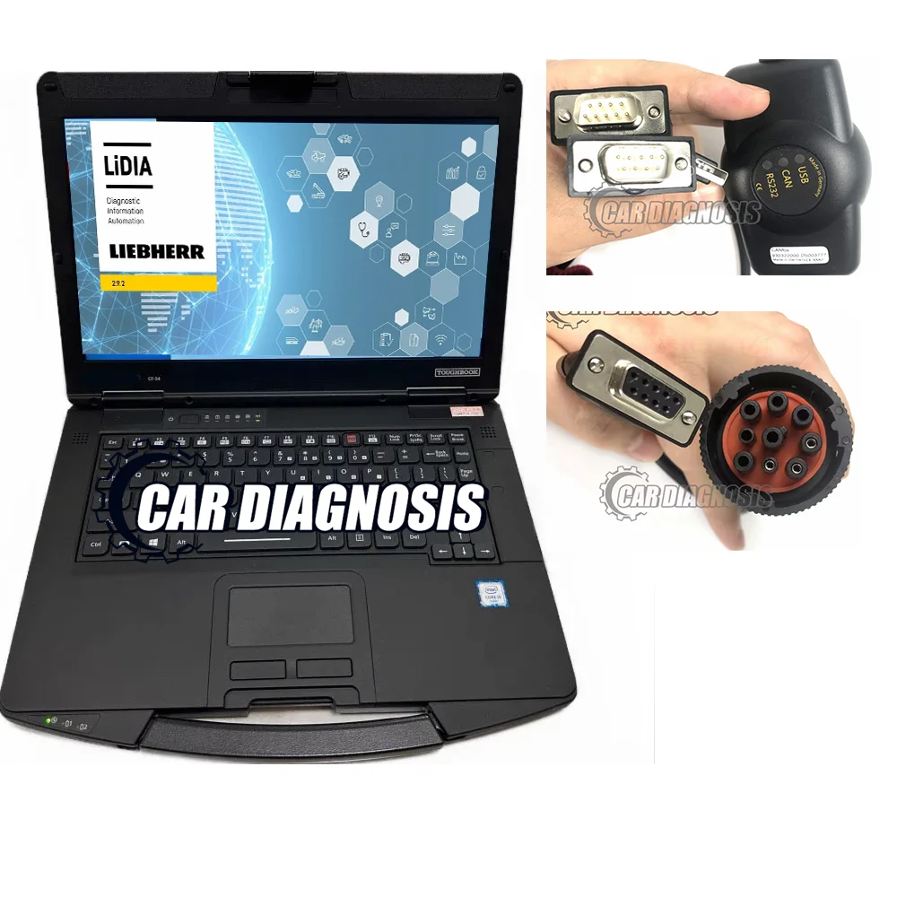 Heavy Equipment Diagnostic Software - ヘビーデューティー建設機械掘削機用Lidiaソフトウェア（リープヘル用canfox診断キット、クレーン+CF54ラップトップ付き）