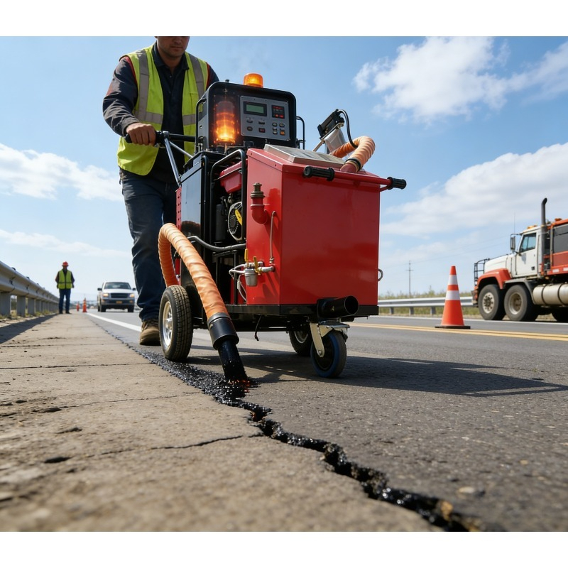 Road Crack Sealing Machine - 油圧駆動自動クラックシーリングマシン、精密な道路建設・メンテナンスのための完全油圧ポンプ