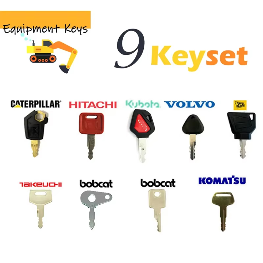 Heavy Equipment Keys Master Set - 9 個マスター植物キーセット掘削機ダンパートラック JCB ケースコマツ CAT 日立ルーカス