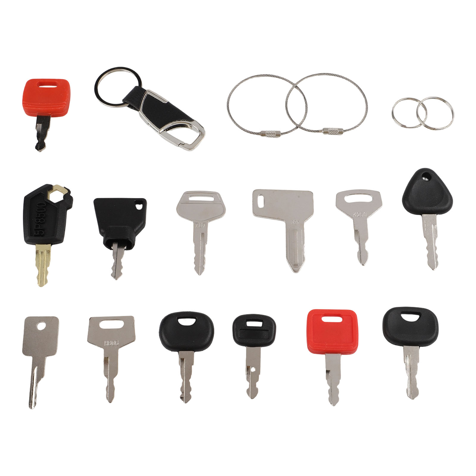 Heavy Equipment Keys Master Set - 13個のイグニッションキーセット、建設機械、トラクター、掘削機用交換キー、キーチェーン付き取り付けツール付き