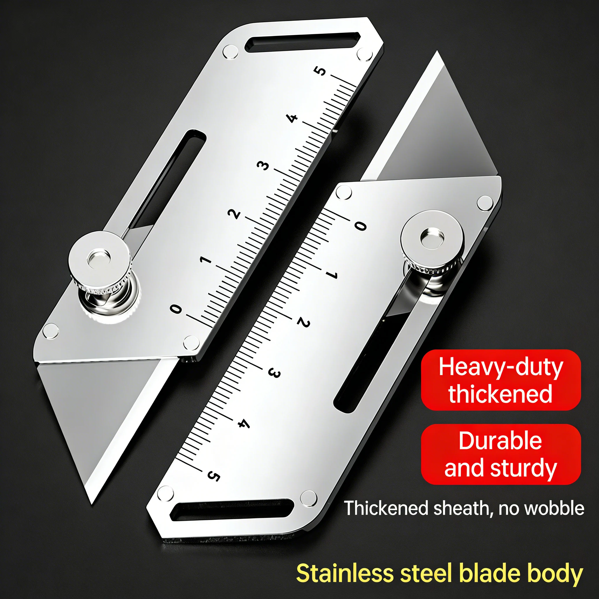Heavy Equipment Blade - 頑丈な工業用ユーティリティナイフ、コンパクトなステンレス製クラフトカッター、ボトルオープナー付き、SK5ブレード、DIYプロ用