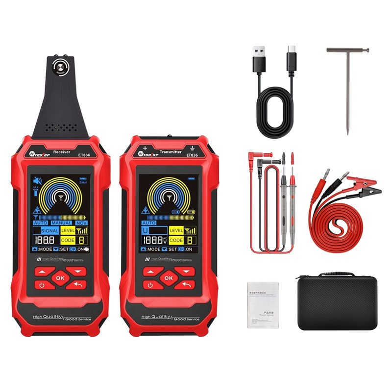 Underground Cable Detector - AA51 TOOLTOP ET836 デュアルフラッシュライト地下ケーブル探知機キット 壁配線検出器