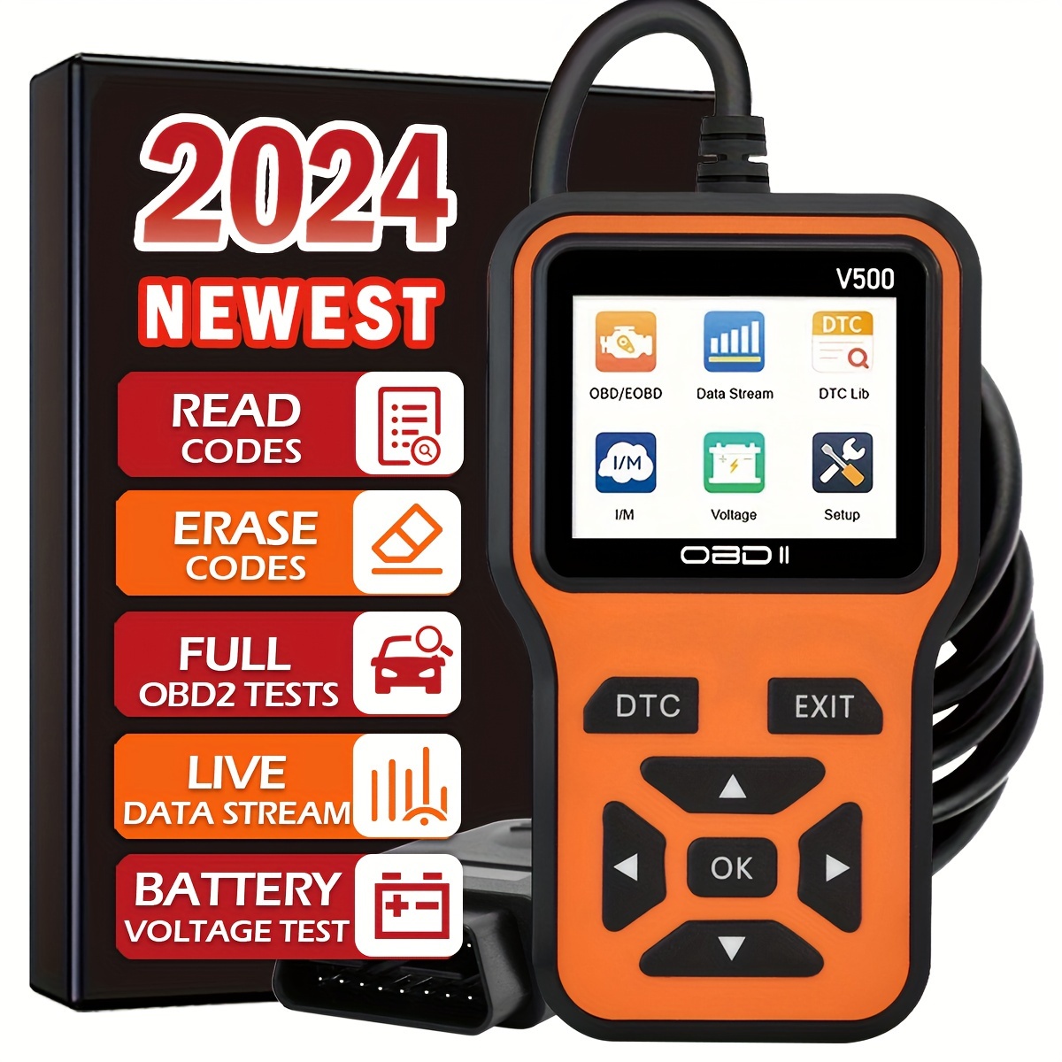 Heavy Equipment Diagnostic Software - OBD2スキャナー - ヘビーデューティーOBD II診断ツール、故障コードの読み取り/消去をサポート、すべての車、トラック、SUV（1996年以降のモデル）に対応 - 外部バッテリー不要、プラグアンドプレイ、整備士やDIYユーザーに最適、エンジンコードリーダー、コンパクト設計、頑丈な構造、車両診断、プロの技術者、ハンドヘルドデバイス、耐久性のある構造