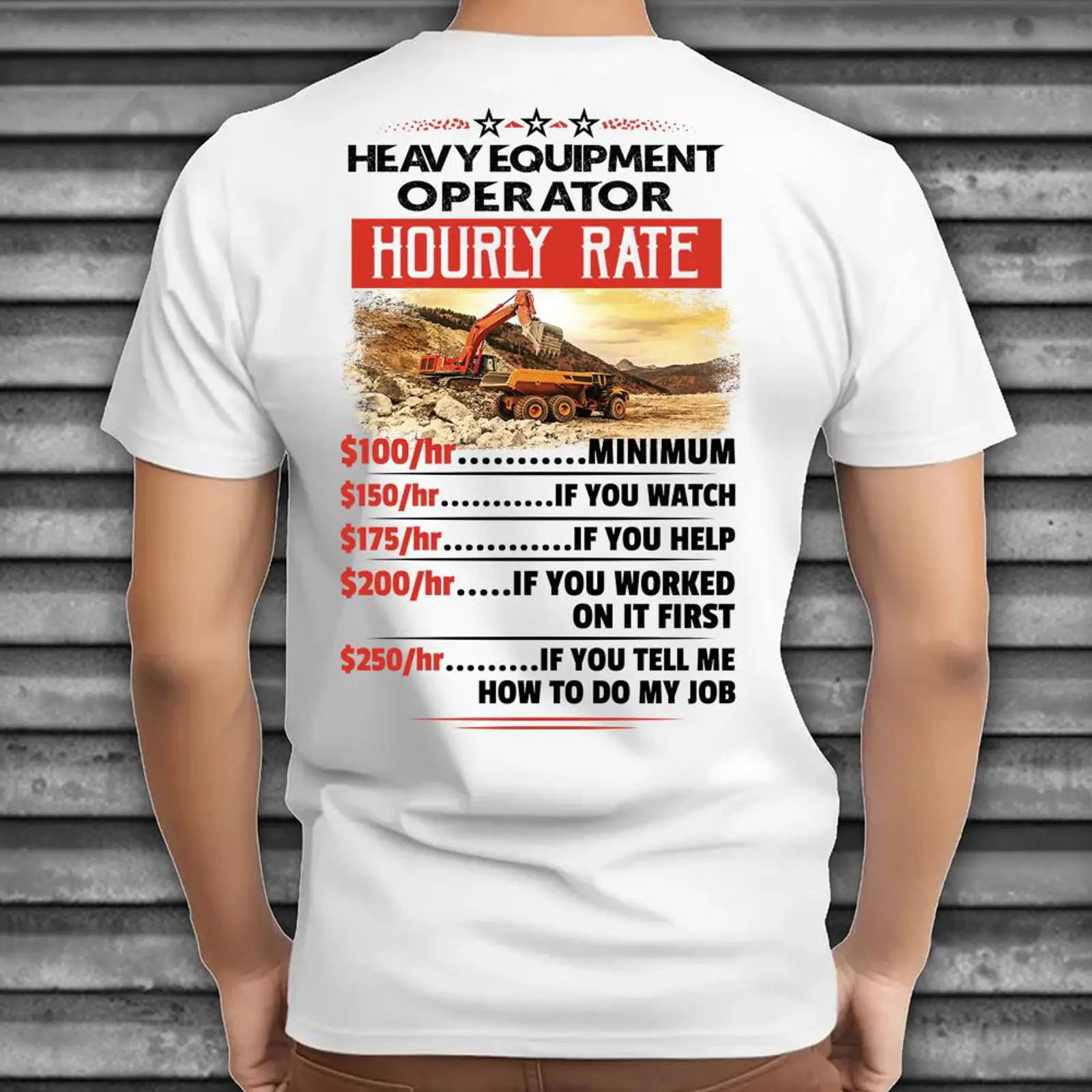 重機操作員の時給風刺的で面白いTシャツ建設作業員の仕事に関す - Heavy Equipment Jobs のレビューと価格