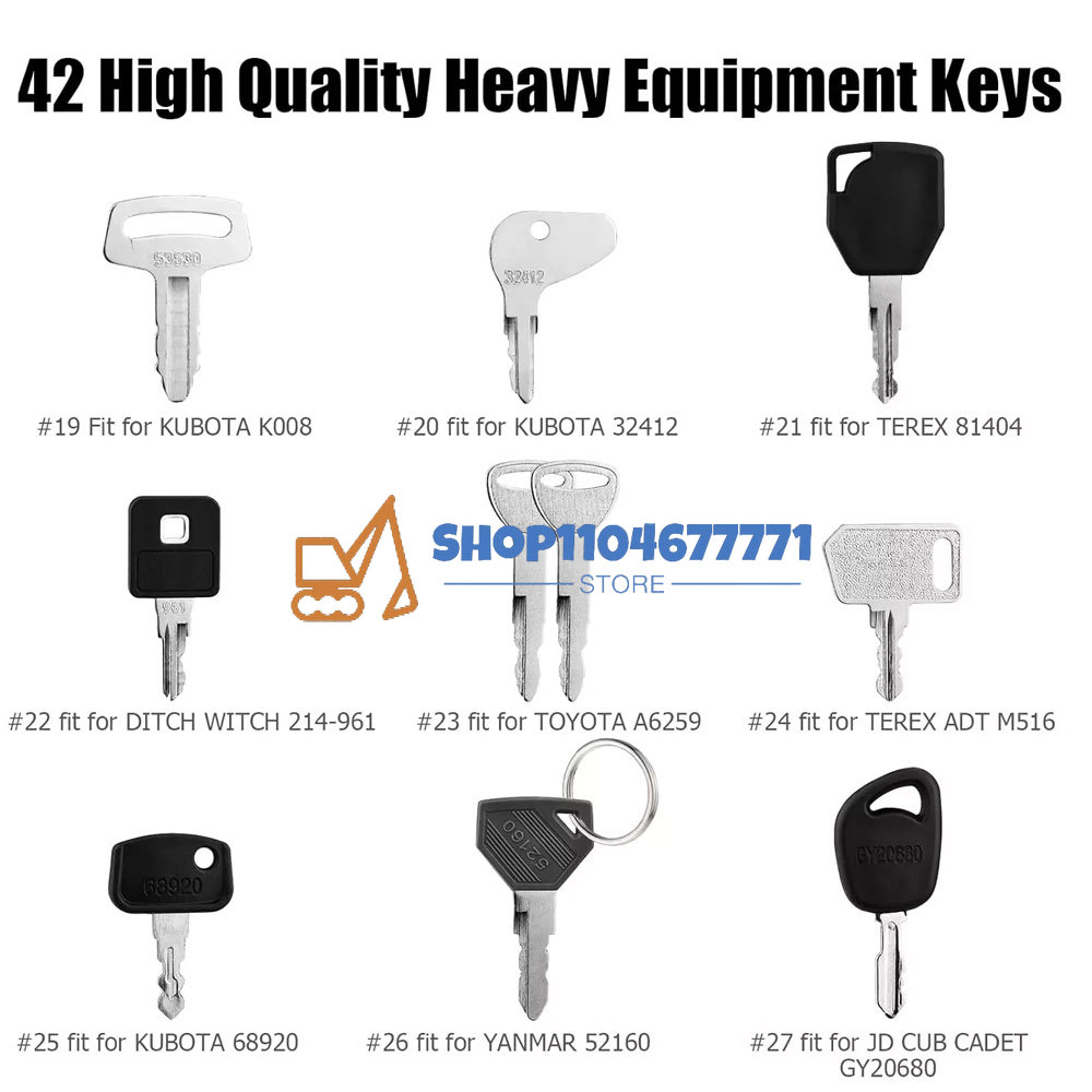 42 キー重機建設点火キー用キャタピラ Jcb ヤンマーコベ - Heavy Equipment Keys Master Set のレビューと価格