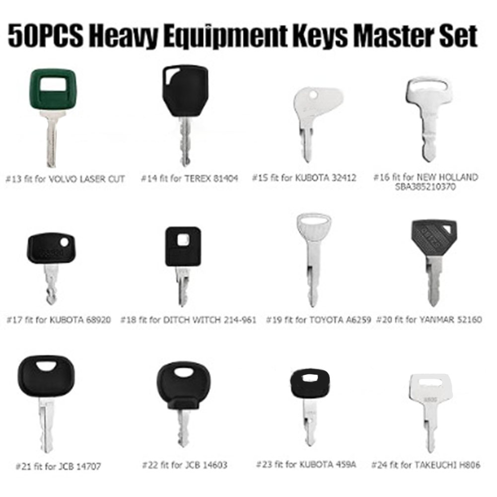 50個入り重機キーマスターセット、建設機械用イグニッションキ - Heavy Equipment Keys Master Set のレビューと価格
