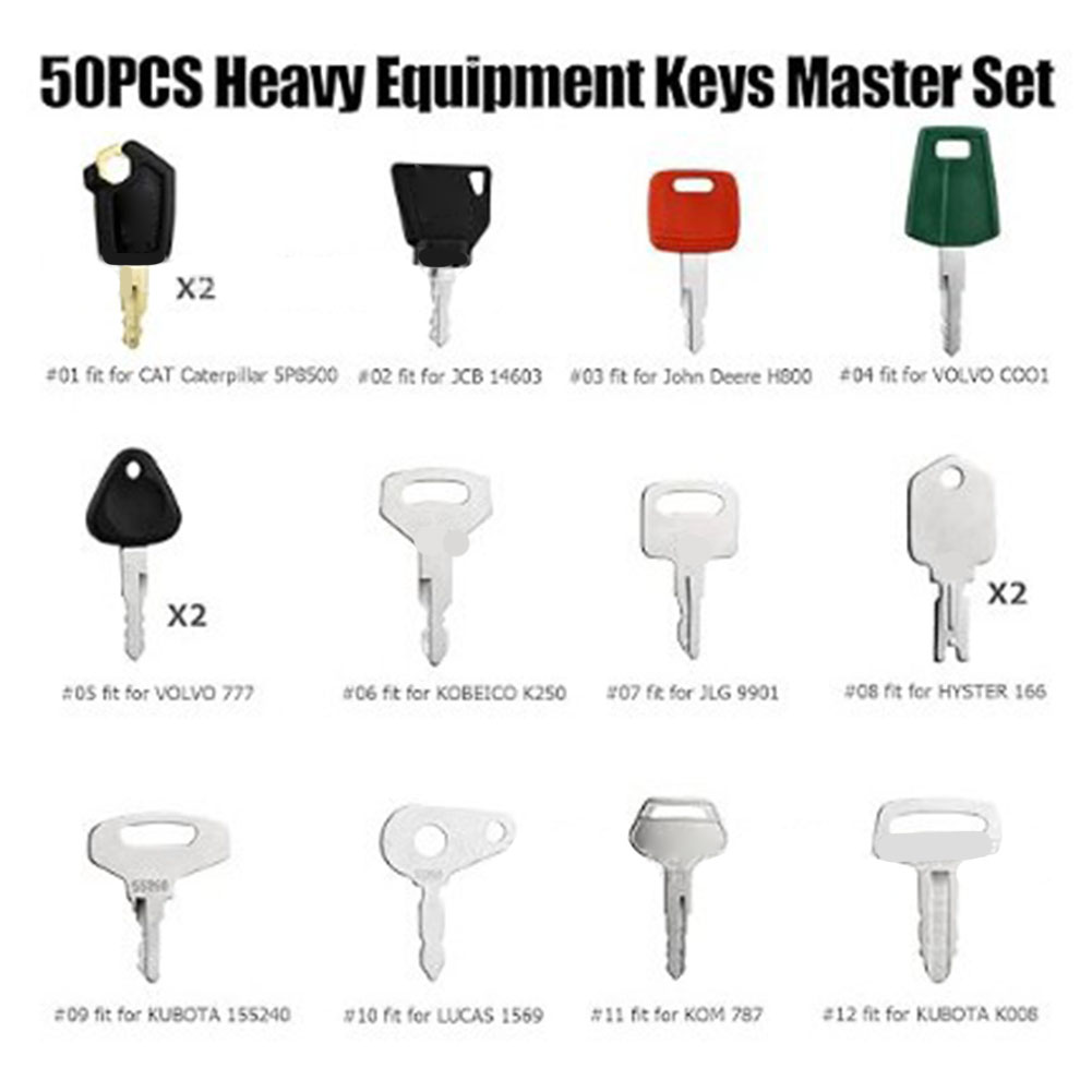 50個入り重機キーマスターセット、建設機械用イグニッションキ - Heavy Equipment Keys Master Set のレビューと価格